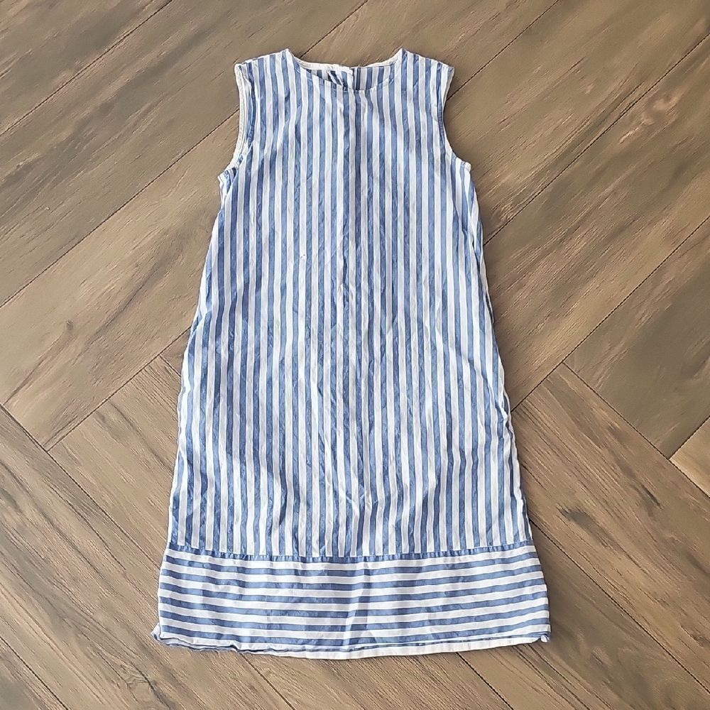 MaxMara Blue and White Midi Sheath Dress
